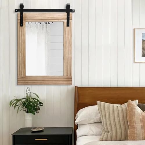 AAZZKANG Rustic Mirrors for Wall Large 26"x18" Rectangle Wood Frame Mirror - Image 5