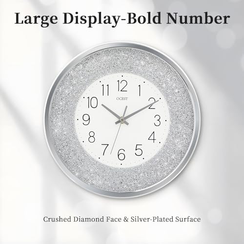 OCEST 12 Inch Crushed Diamond Wall Clock - Image 3