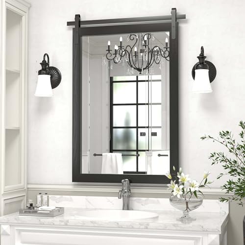 PAIHOME Black Farmhouse Bathroom Vanity Mirror 24" x 36" - Image 2
