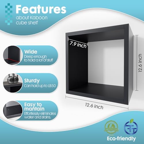 Kaboon 24in Floating Cube Shelves Set of 2, Display Shelves Wall Mount - Image 3