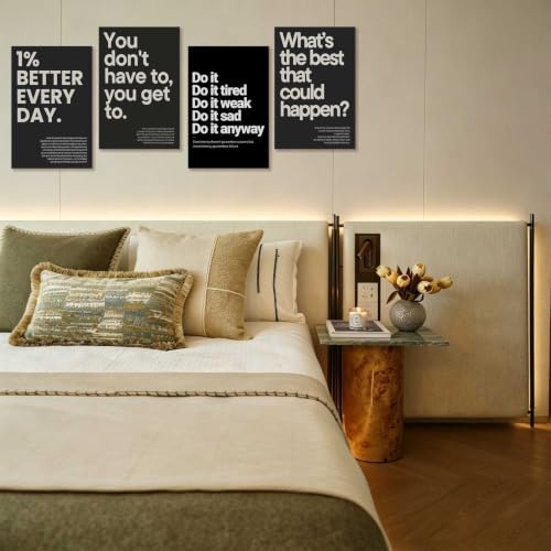 Unframed Set of 4 Motivational Quote Poster Inspirational Canvas Wall Art - Image 3