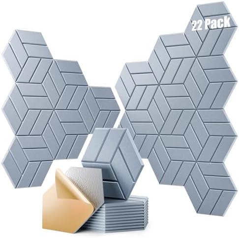 22Pcs Acoustic Panels with Self-adhesive, Hexagonal Soundproof Wall Panels High by OTUOER