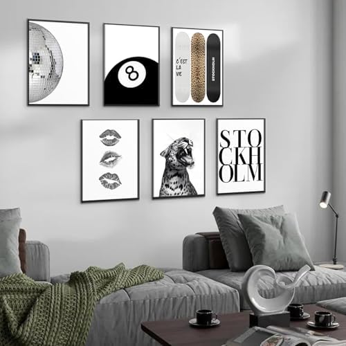 Liacxony Stockholm Leopard Set of 6 Wall Art Posters Set Black and White - Image 3