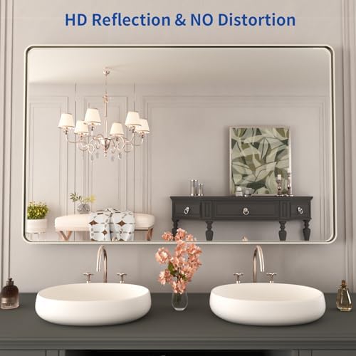 WEER Brushed Nickel Bathroom Vanity Mirror 48X30 Inch - Image 2