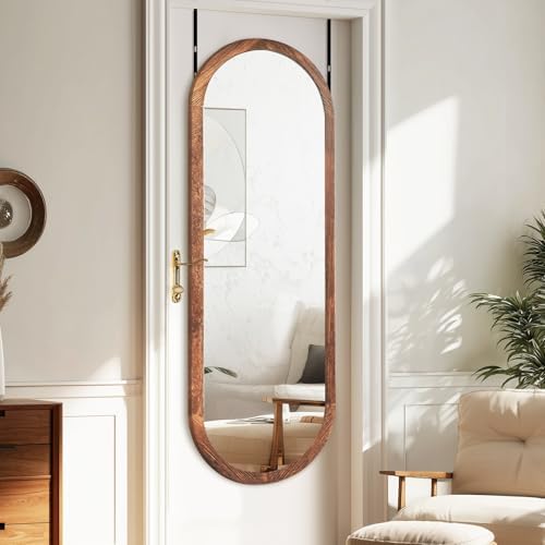 48x16in Oval Full Length Mirror Solid Wood Frame - Image 5