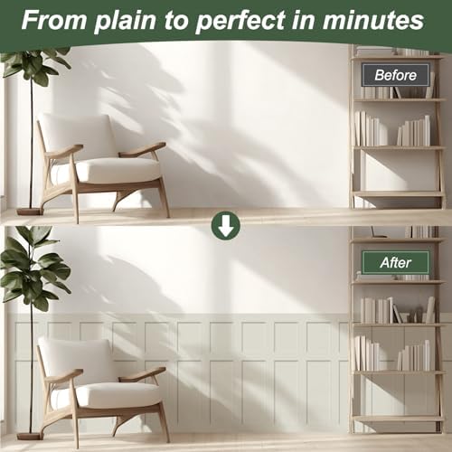 LONGKING Premade Board and Batten Wainscoting Kit, MDF Paintable Accent Wall - Image 4