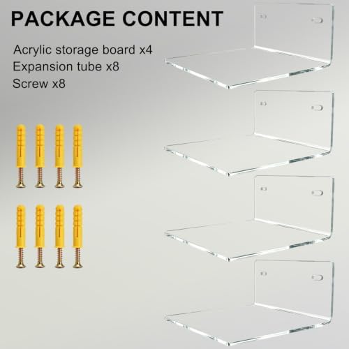 6 Inch 4PCS Clear Acrylic Floating Wall Shelves, Small Floating Shelves - Image 5
