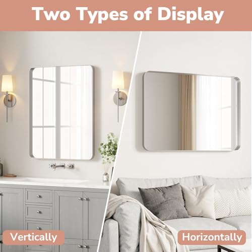 USHOWER Brushed Nickel Bathroom Mirror 22"x30" - Image 6