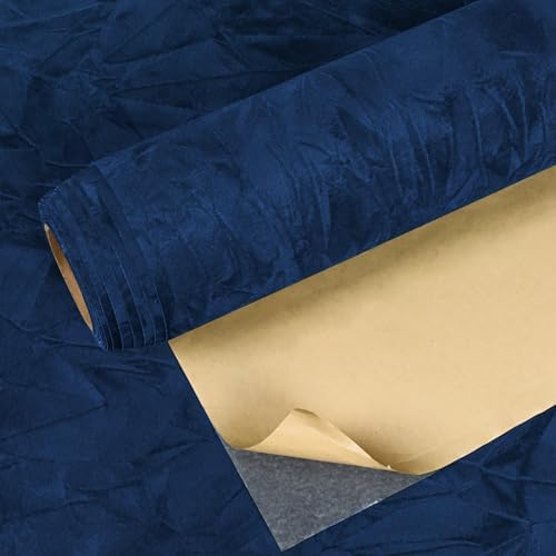 VEELIKE Navy Blue Velvet Fabric Sheet Self Adhesive Crushed Felt Drawer Liners by VEELIKE