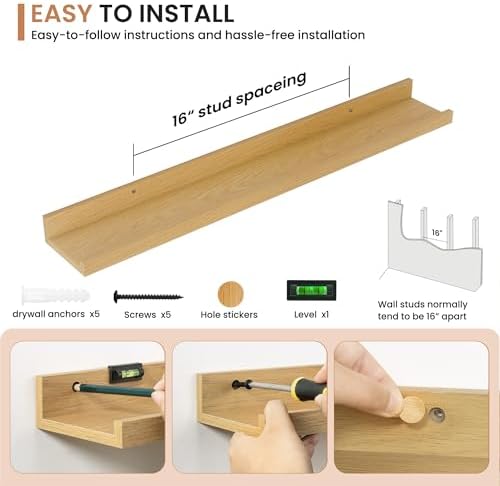 Dreamland Picture Ledge Shelf for Wall, Floating Shelves Set of 2, 32 Inch Long - Image 4