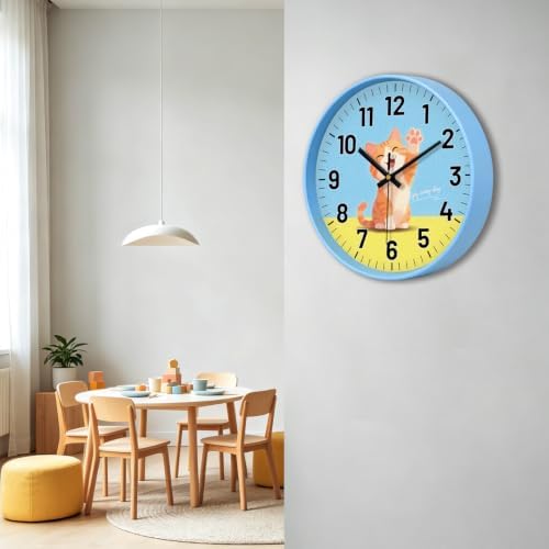 10" Cute Cat Silent Wall Clock, Wall Clocks Battery Operated Indoor - Image 7