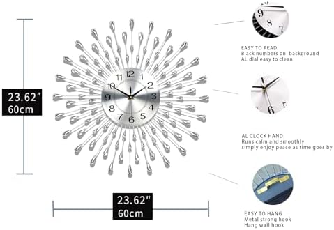 FLEBLE Modern Large Wall Clock for Living Room Decor Clock Battery Operated - Image 6