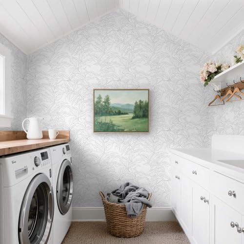 Heroad Boho Peel and Stick Wallpaper Grey and White Floral Contact Paper - Image 6
