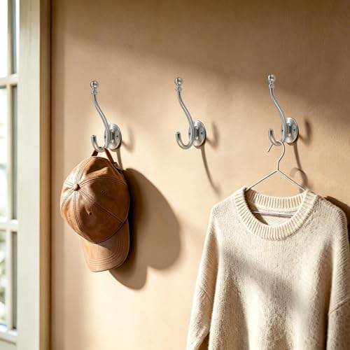 AVICCI 5 Pack Coat Hooks Brushed Nickel Coat Hook, Heavy Duty Hooks Decorative - Image 5