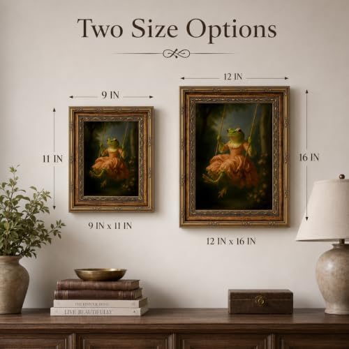 Vintage Framed Green Frog Swing Renaissance Canvas Wall Art 9x11 Inch - Image 4
