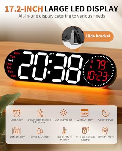 17.2 Inch Large Digital Wall Clock - Image 2