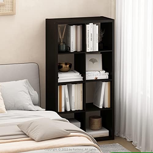 Furinno CUBICLE 8-Cube Book Shelf, Extra Thick Frame Bookshelf, Dark Oak - Image 2