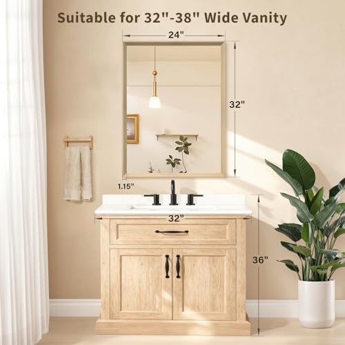 Oak Wood Effect Framed Wall Mirror, 24x32 Rectangle Mirror - Image 2