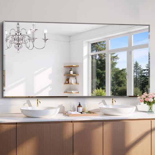 CILIBER Beveled Mirror, 30x60 Large Frameless Bathroom Mirrors by CILIBER