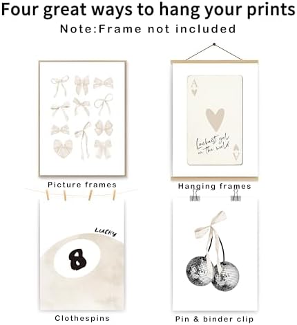 okaxscm Beige Coquette Trendy Preppy Wall Art Prints Set of 4, Coquette Room - Image 2