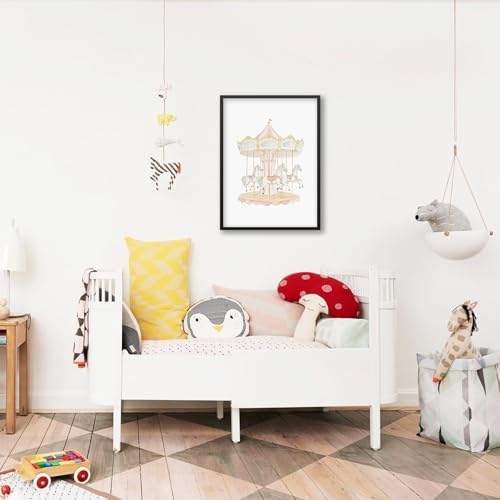 Pink Watercolor Carousel Wall Art Fashion Cute Kids Canvas Poster 16x24 inch - Image 4