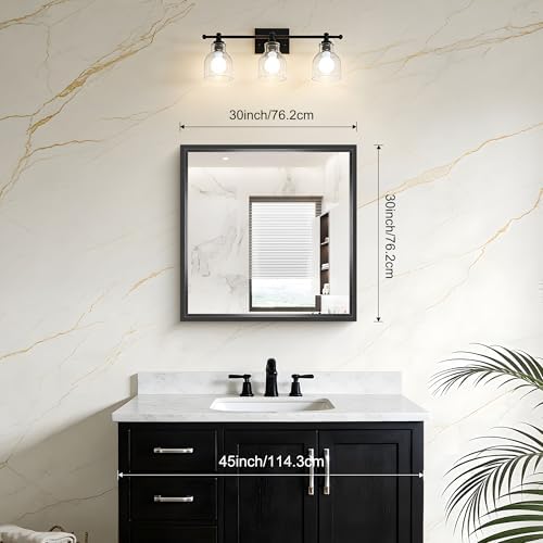 Bathroom Mirror, 30 x 30 inch Brushed Black Square Mirrors - Image 2