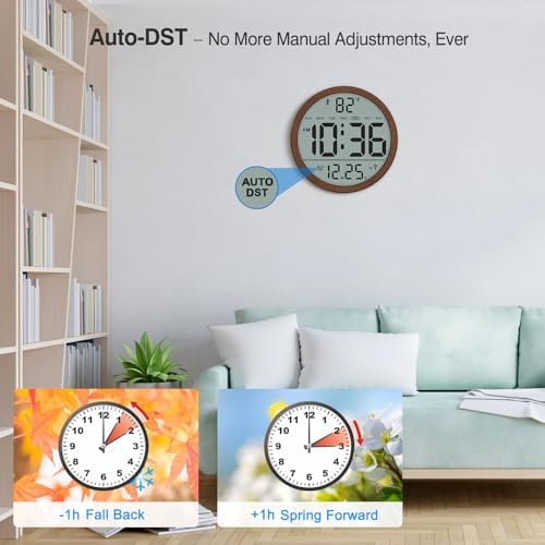 WallarGe Digital Atomic Wall Clock Battery Operated, 8 Inch Large Display - Image 3