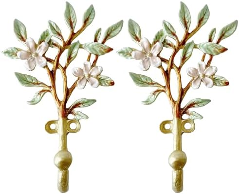 Vintage Flower-Shaped Decorative Wall Hooks, 2 Pack Hand-Painted Floral Metal by Zorues