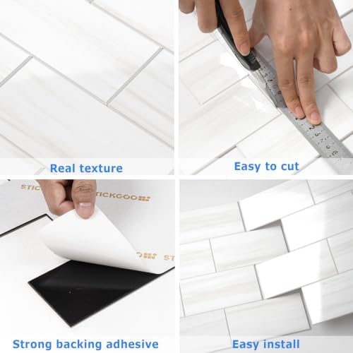 STICKGOO 10-Sheet Backsplash Peel and Stick Subway Tile - Image 7