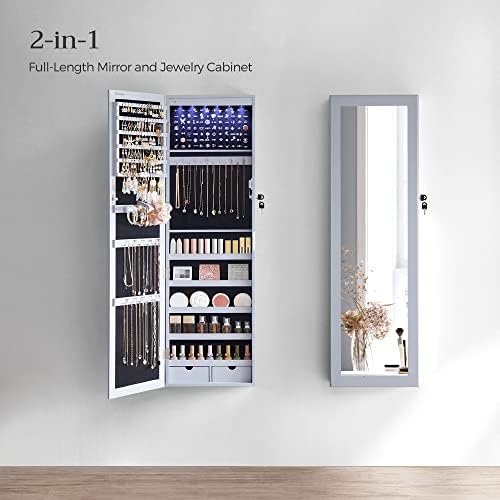 SONGMICS 6 LEDs Mirror Jewelry Cabinet, 47.2-Inch Tall - Image 3