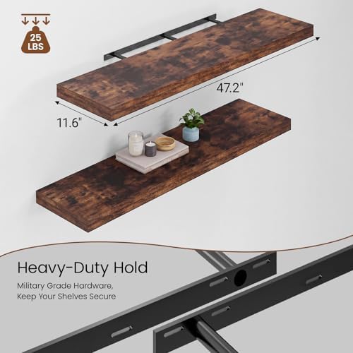Heimlove 48W x 12D Long Floating Shelf, Wood Shelves - Image 3