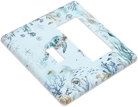 Outlet Covers Teal Blue Ocean Sea Turtle Seabed Plants 1 Toggle 1 Rocker - Image 3