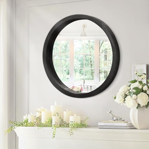 JJUUYOU Round Wall Mirror Circular Wall Mounted Mirror - Image 6