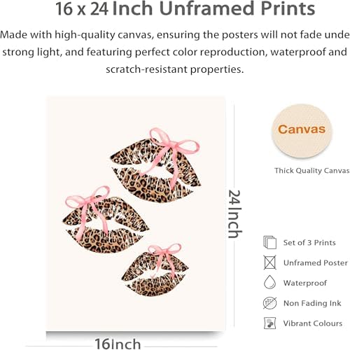 FTHMTN Pink Leopard Lucky 8 Ball Wall Art Set of 3 Unframed 16x24in - Image 2