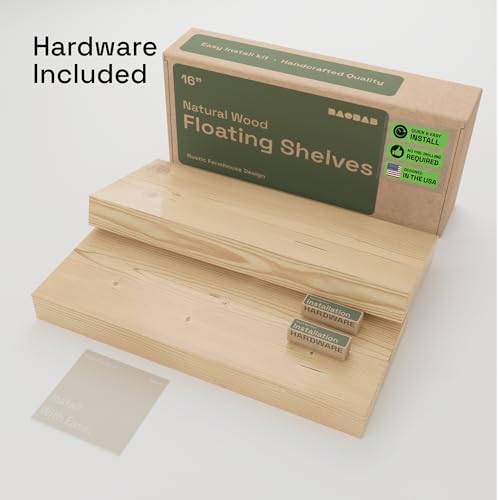 Wood Floating Shelves for Wall 16 inch, Natural Wood, Bathroom Wooden Shelf - Image 6