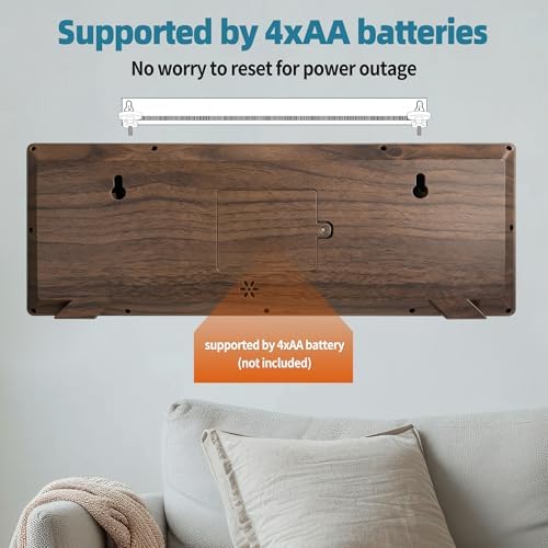 15" Large Digital Wall Clock Battery Operated Wood, Clock - Image 5