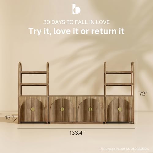 BELLEZE Stacked 133" Wall Unit 3-Piece Modular TV Stand - Image 2
