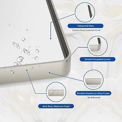 WEER Brushed Nickel Bathroom Vanity Mirror 40X32 Inch - Image 3