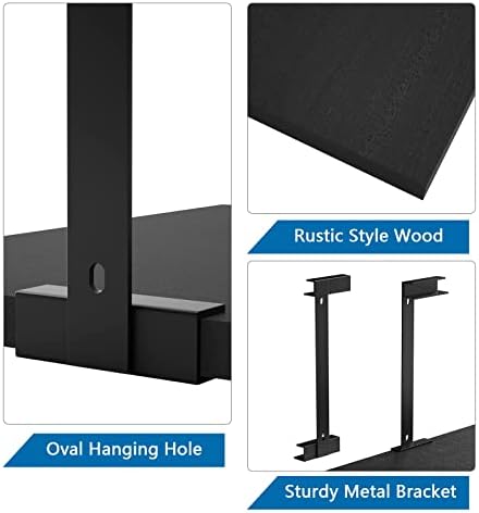 SRIWATANA 2-Tier Corner Wall Shelf, Rustic Wood Storage Display Shelf Black - Image 5