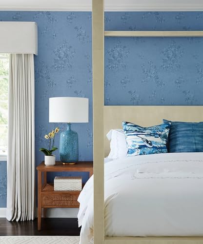 Erfoni Grey Blue Floral Embossed Wallpaper - Image 2
