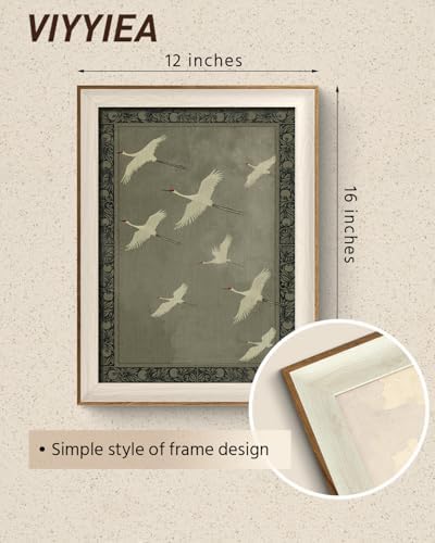 VIYYIEA Rustic Framed Crane Canvas Wall Art, Bathroom Decor, 16×12 Inch - Image 2