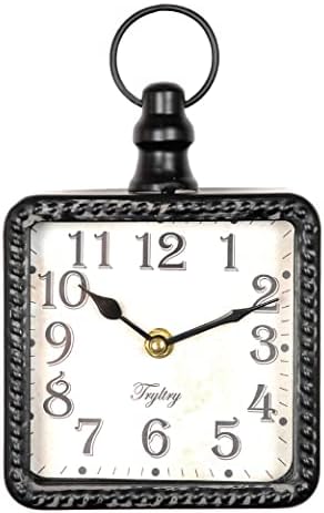 Retro Rectangle Metal Silent Small Wall Clock Black Rectangle by TRYLTRY