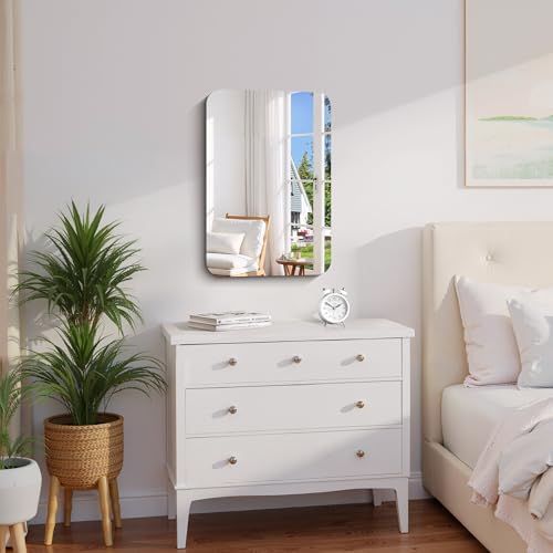 CILIBER Frameless Mirror, 16x24 Inch Rectangle Bathroom Mirror Rounded Corner - Image 6