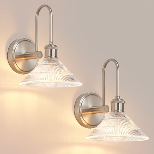 Wall Sconces Set of Two, Nickel Sconces Wall Decor by Vikdio