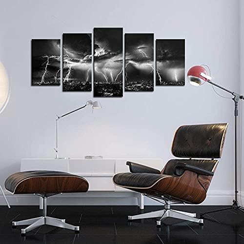 Biuteawal - Black and White Wall Art Nature Lightning Strikes in The Clouds - Image 5