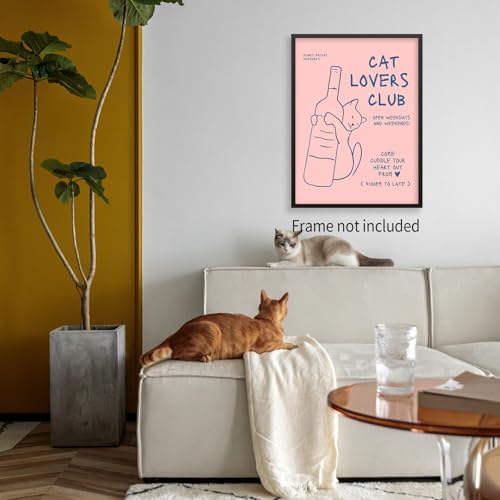 OMANI Cute Cat Alcohol Bottle Wall Art Funky Pink and Blue Aesthetic Poster Cat - Image 3