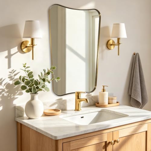 ANDY STAR Irregular 20"x30" Brushed Gold Vanity Mirror - Image 7