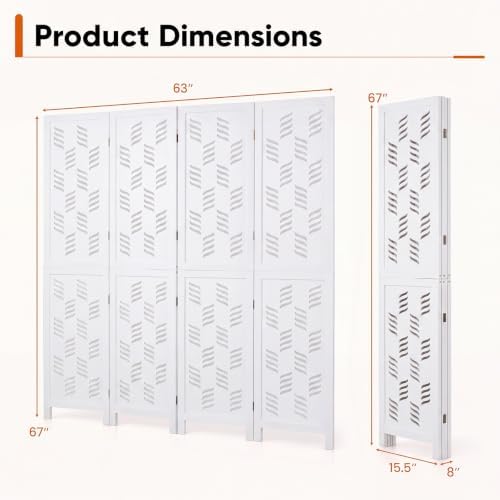GIANTEX 4 Panel Folding Room Divider, Wood Privacy Screen - Image 3