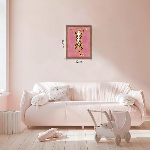 Framed Funny Cheetah Canvas Wall Art, Cute Stretching Cheetah Poster Print - Image 4