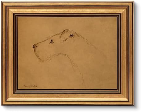 VIYYIEA Gold Framed Vintage Dog Wall Art, Terrier Dog, 12x16 Inch by VIYYIEAART